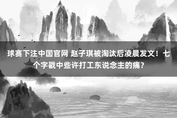 球赛下注中国官网 赵子琪被淘汰后凌晨发文！七个字戳中些许打工东说念主的痛？