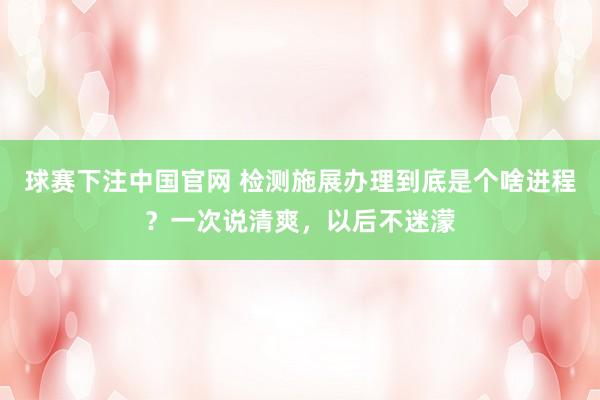 球赛下注中国官网 检测施展办理到底是个啥进程？一次说清爽，以后不迷濛