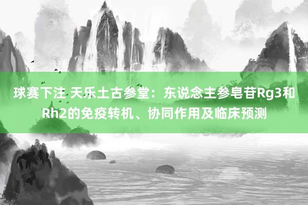 球赛下注 天乐土古参堂：东说念主参皂苷Rg3和Rh2的免疫转机、协同作用及临床预测