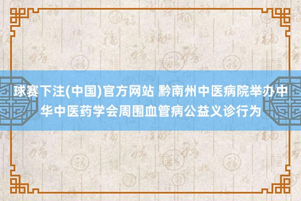 球赛下注(中国)官方网站 黔南州中医病院举办中华中医药学会周围血管病公益义诊行为