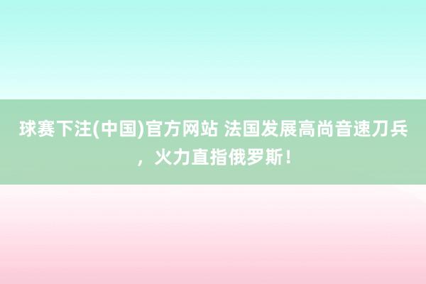 球赛下注(中国)官方网站 法国发展高尚音速刀兵，火力直指俄罗斯！