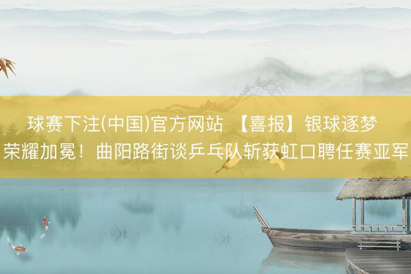 球赛下注(中国)官方网站 【喜报】银球逐梦 荣耀加冕！曲阳路街谈乒乓队斩获虹口聘任赛亚军