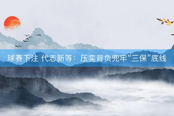 球赛下注 代志新等：压实背负兜牢“三保”底线