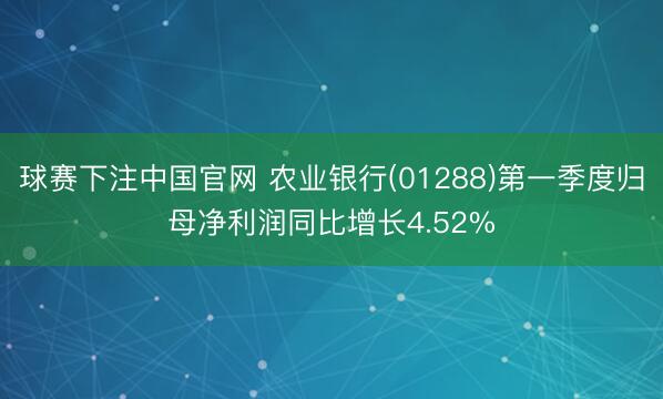 球赛下注中国官网 农业银行(01288)第一季度归母净利润同比增长4.52%
